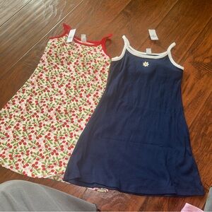 Girls' Navy Daisy Tank Dress & Cherry Print Tank Dress - Set size 6/7